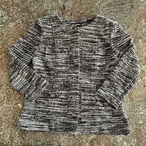 Karl Lagerfeld Black White Tweed Button Front Blazer Cardigan Women’s Size M